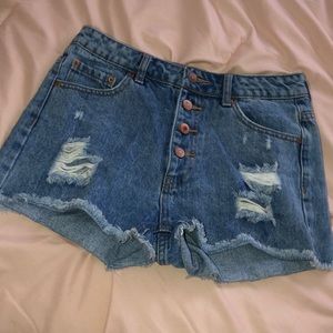 Ripped Denim Shorts